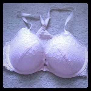 VS shimmery floral lacy racer back bra